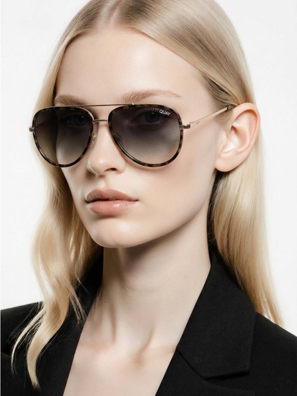 Quay Australia Tortoiseshell Aviator Sunglasses with Brown Gradient Lenses